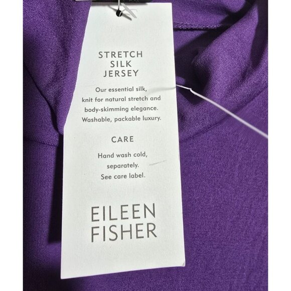 Eileen Fisher Turtleneck Sweater Silk L Purple Basics Layering Breathable Comfy - Picture 8 of 14